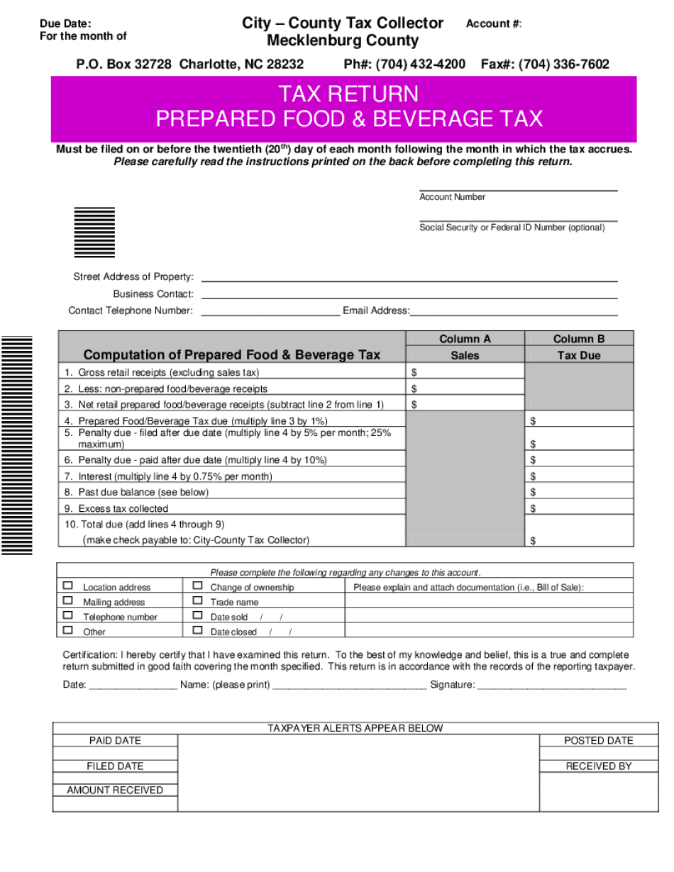  PREPARED FOOD & BEVERAGE TAX 2017-2024