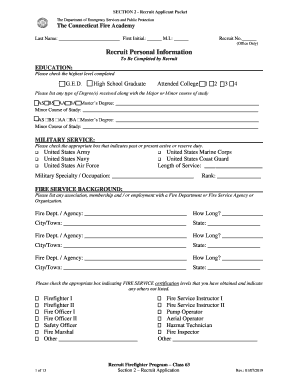 The Department of Emergency Services and Public Protection  Form