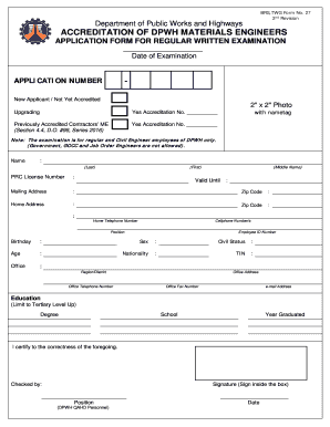 Application Letter for Civil Engineer Dpwh  Form