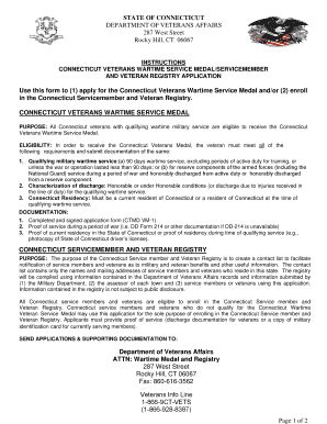  Ct Wartime Medal Application 2018-2024