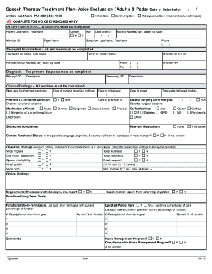 Speech Therapy Plan of Care Example  Form