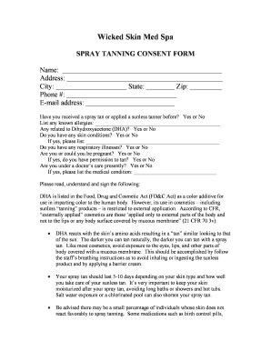 Spray Tan Consent Form