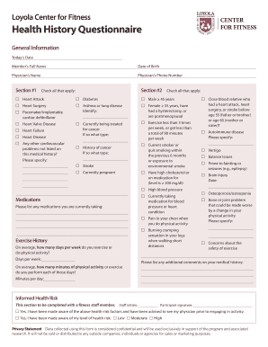 Health and Fitness Medical History Questionnaire Forte Counseling  Form