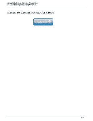 Manual of Clinical Dietetics 7th Edition PDF  Form