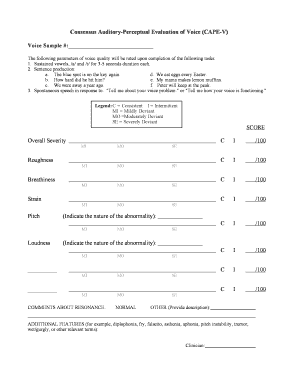 Consensus Auditory Perceptual Evaluation of Voice Cape V  Form