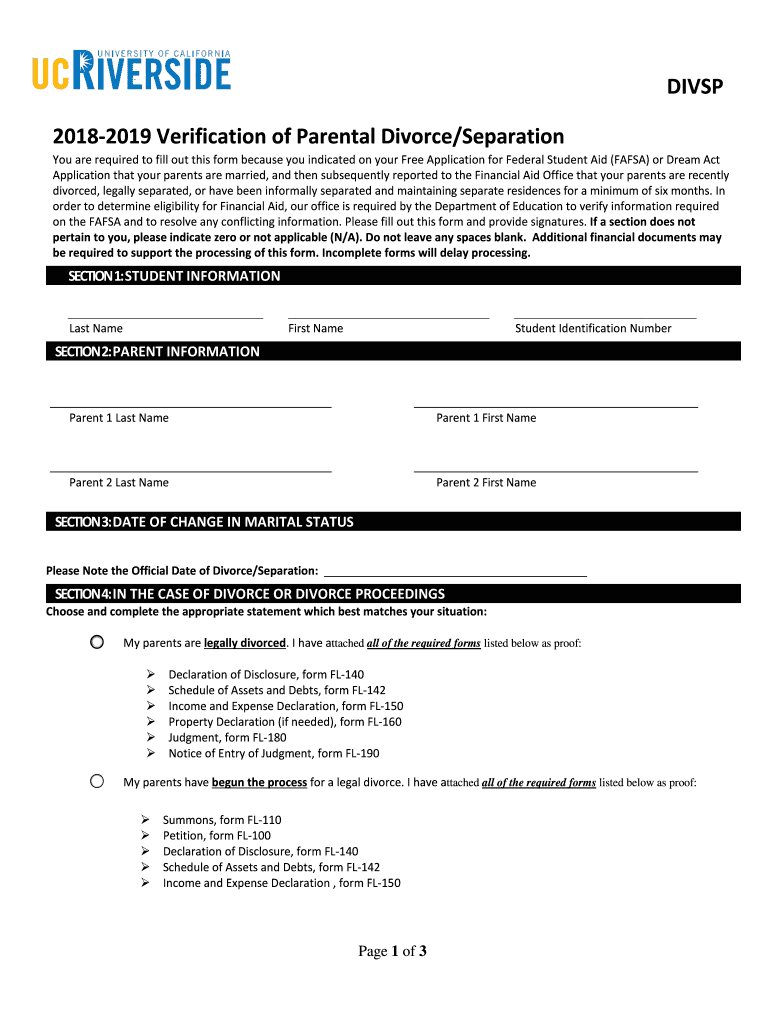 You Are Required to Fill Out This Form because You Indicated on Your Application for Federal Student Aid FAFSA or Dream Act