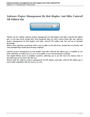 Software Project Management Bob Hughes 5th Edition PDF  Form