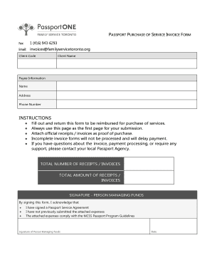 Passport Purchase of Service Invoice Form