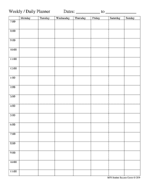 Weekly Daily Planner  Form