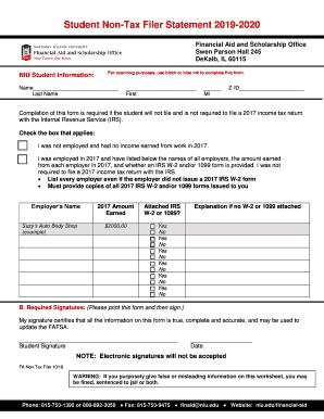 Get and Sign Student Non Tax Filer Statement 2020-2022 Form