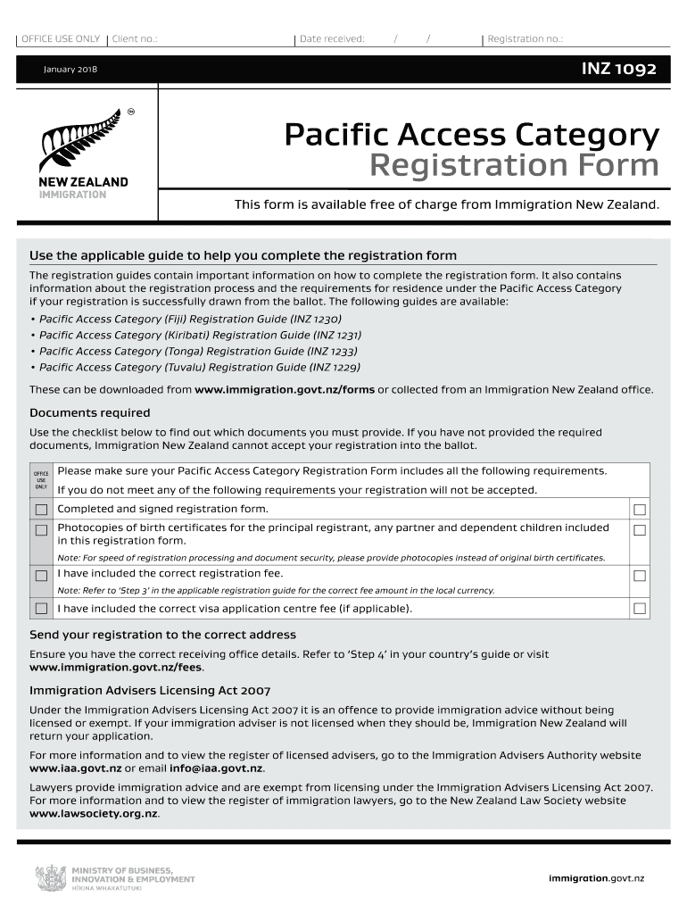 Pacific Access Category Open Date  Form