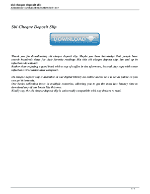 Sbi Cheque Deposit Slip PDF  Form