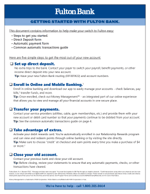 Fulton Bank Direct Deposit Form