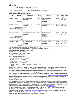 Air India Flight Ticket PDF Download  Form