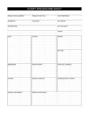 Breakdown Sheet Template  Form