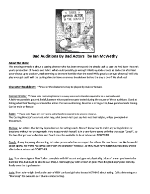 Bad Auditions by Bad Actors Script PDF  Form