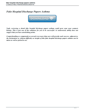 Hospital Discharge Papers for Asthma  Form