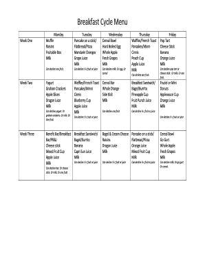 Cycle Menu  Form