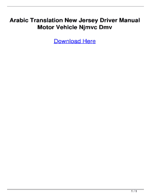 Arabic Translation New Jersey Driver Manual Motor Vehicle Njmvc DMV  Form