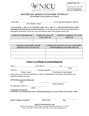 Citizenship Affidavit  Form