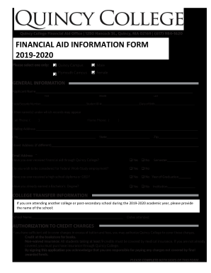  Quincy College Financial Aid Information Form 2020-2024