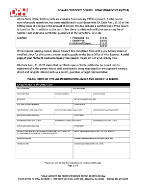 Birth RecordsGeorgia Department of Public Health  Form