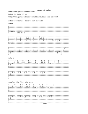 Cancion Del Mariachi Guitar Tab PDF  Form