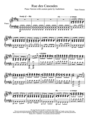 Rue Des Cascades Piano Sheet  Form