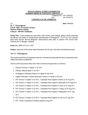 Sample Application Letter for Ethical Approval  Form