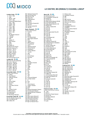 Midco Channel Lineup  Form