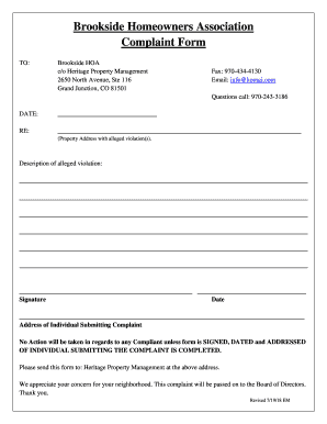 Washington State Hoa Complaints  Form