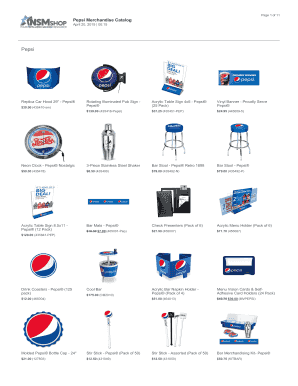 Pepsi Points Catalog  Form