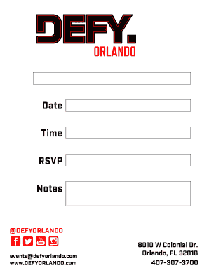 Defy Birthday Invitations  Form