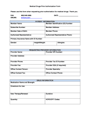 Evicore Prior Form