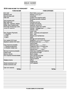 Farm Income and Expense Worksheet  Form