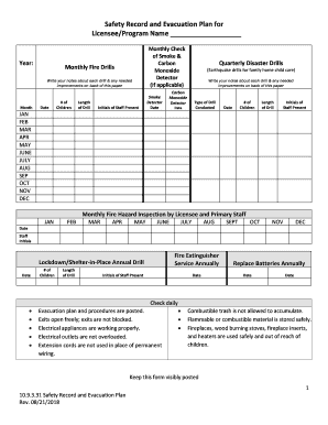 Safety Record and Evacuation Plan for  Form
