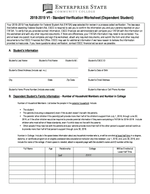  V1 Standard Verification Worksheet Dependent Student 2018