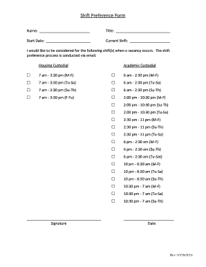 Shift Preference Form