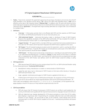 Original Equipment Manufacturer Agreement  Form