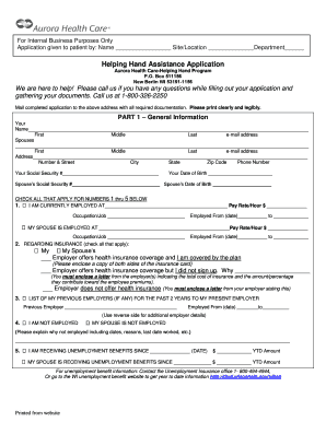 Helping Hand Application  Form