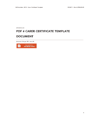Carers Certificate Template  Form