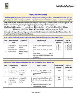 Housing Stability Plan  Form