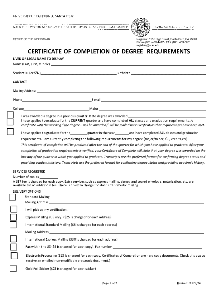 Bachelor Degree Certificate PDF  Form