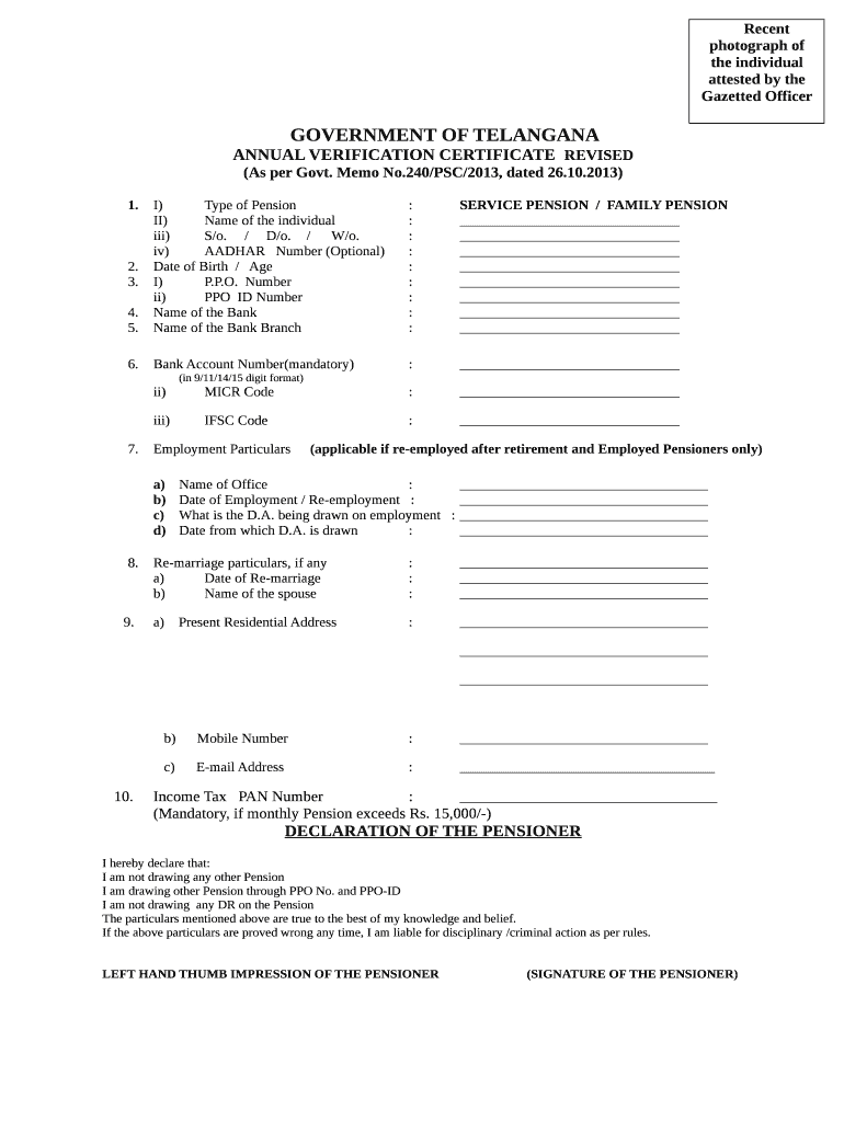 Annual Verification Certificate  Form