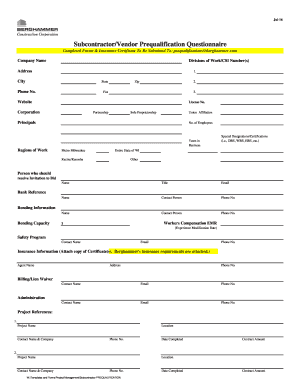  Company Pre Qualification Template 2017-2024