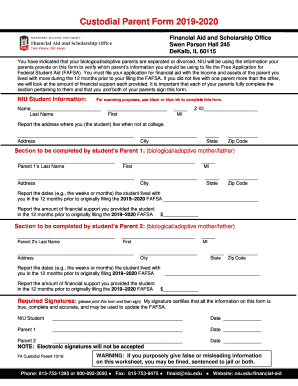  Custodial Parent Form Niu Edu 2018