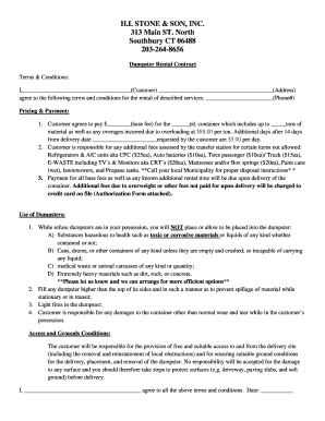  Dumpster Rental Agreement PDF 2017