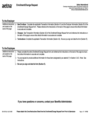 Aetna International EnrollmentChange Request English Accessible Aetna International EnrollmentChange Request English  Form