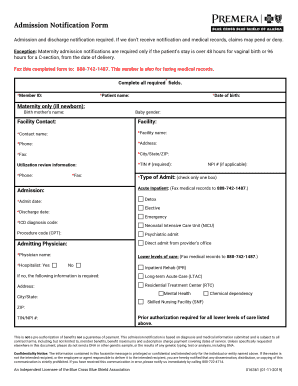 Notification Admission  Form