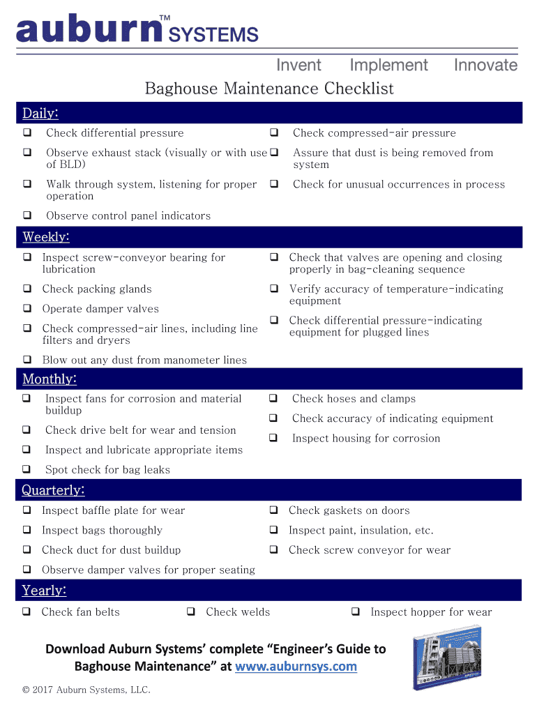 Dust Collector Checklist  Form